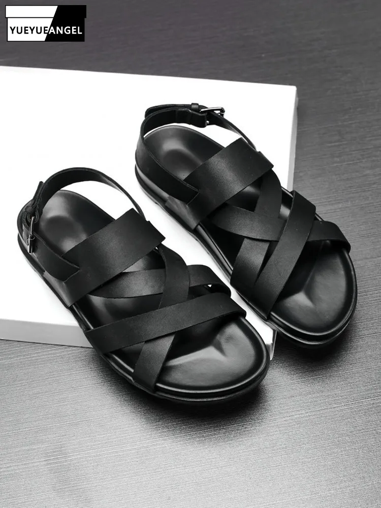 Mens Summer Cross Strap Cowhide Genuine Leather Sandals Vintage Gladiator Shoes Breathable Thick Platform Buckle Casual Sandals
Mens Summer Cross Strap Cowhide Genuine Leather Sandals Vintage Gladiator Shoes Breathable Thick Platform Buckle Casual Sandals