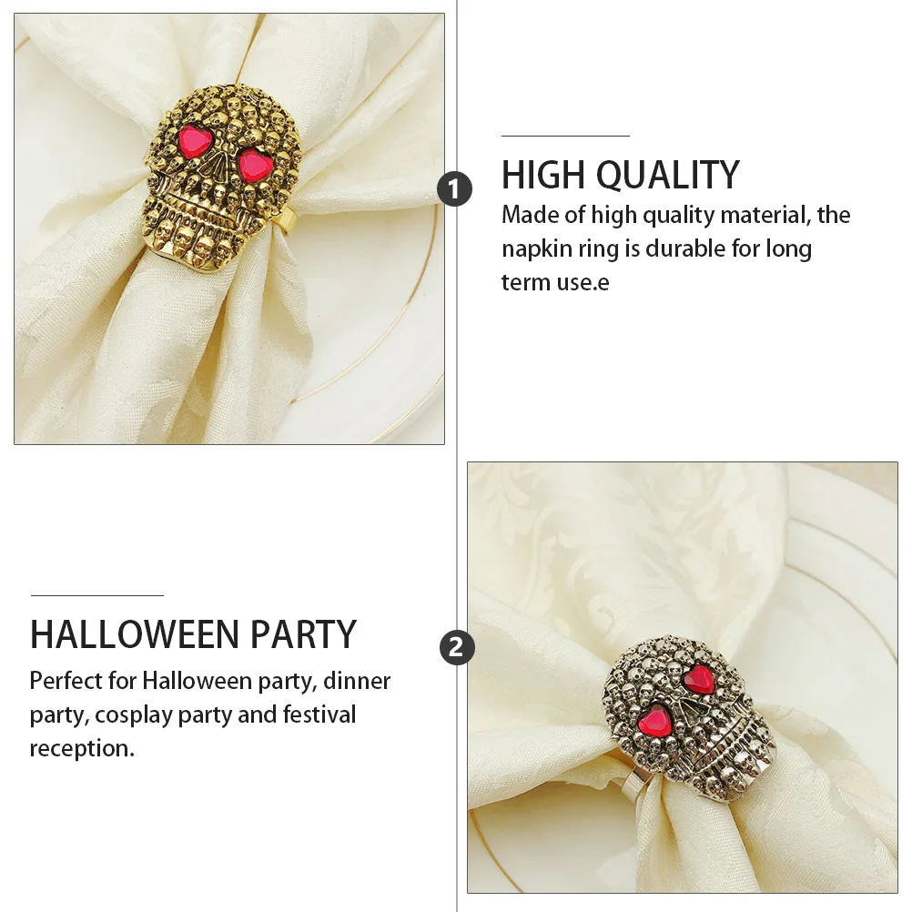 2 Pcs Skull Napkin Rings Creepy Decoration Retro Creative Table Decorations Halloween Holder Metal Plating Process Artistic
2 Pcs Skull Napkin Rings Creepy Decoration Retro Creative Table Decorations Halloween Holder Metal Plating Process Artistic