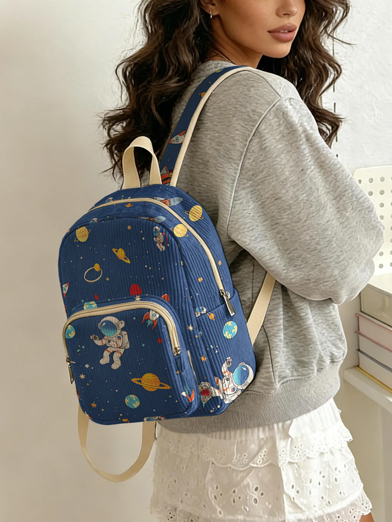 Space Astronaut & Planet Print Women Fashion Backpack Corduroy Multi-pocket Large Capacity Commuter Bag
Space Astronaut & Planet Print Women Fashion Backpack Corduroy Multi-pocket Large Capacity Commuter Bag