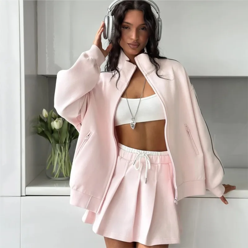 Two-Piece Casual Set Trendy Active Outfit 2025 Women Style Zip-Up Cardigan Jacket & Drawstring Sports Skort Skirt
Two-Piece Casual Set Trendy Active Outfit 2025 Women Style Zip-Up Cardigan Jacket & Drawstring Sports Skort Skirt