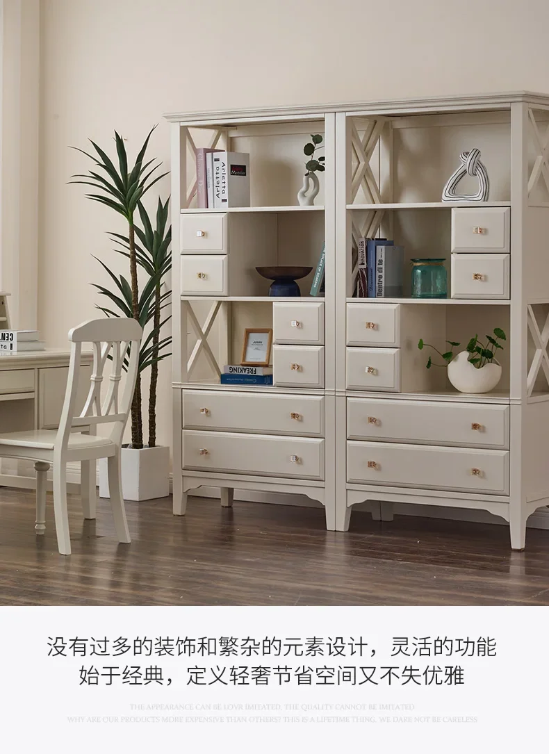 Modern Rural Light Luxury Pastoral Mediterranean Cream Wind Solid Wood Desk Bookcase Bookshelf Combination 
Modern Rural Light Luxury Pastoral Mediterranean Cream Wind Solid Wood Desk Bookcase Bookshelf Combination