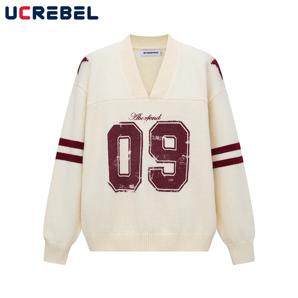 Letter Print Knitted Sweater Mens Autumn Winter Retro High Street V-neck Long Sleeve Pullover Man
Letter Print Knitted Sweater Mens Autumn Winter Retro High Street V-neck Long Sleeve Pullover Man