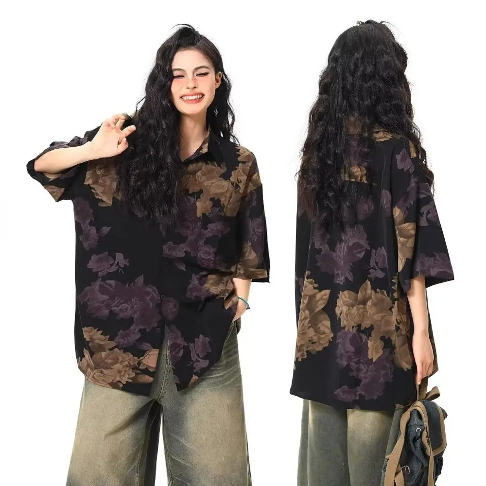 Fashion Loose Beachwear Shirts Men V-neck Button Up Women Flower Blouse Lapel Y2K Short Sleeve Shirts Vacation
Fashion Loose Beachwear Shirts Men V-neck Button Up Women Flower Blouse Lapel Y2K Short Sleeve Shirts Vacation