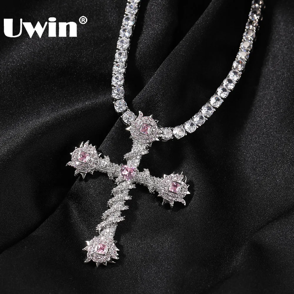 UWIN Sparkling CZ Cross Pendant Necklaces Iced Out Bling Pink CZ Cross Charms for Women Men Punk Hip Hop Jewelry
UWIN Sparkling CZ Cross Pendant Necklaces Iced Out Bling Pink CZ Cross Charms for Women Men Punk Hip Hop Jewelry