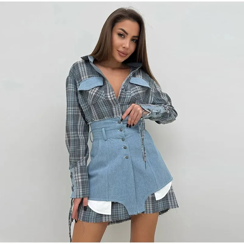 Drunk Sugar Women Plaid Two Piece Outfit Lattice Long Sleeve Shirt And Slip Dress Set Casual Streetwear Fashion Matching Suit
Drunk Sugar Women Plaid Two Piece Outfit Lattice Long Sleeve Shirt And Slip Dress Set Casual Streetwear Fashion Matching Suit