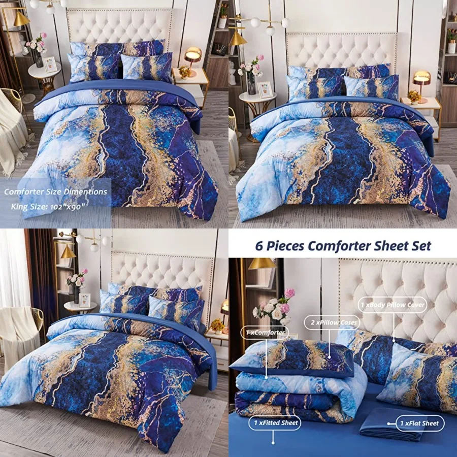 Watercolor Marble Pattern Comforter Sets Tie Dye Bedding Set King Size 3D Printing Bed-in-A-Bag, Stylish Retro Artwork Quilt Se
Watercolor Marble Pattern Comforter Sets Tie Dye Bedding Set King Size 3D Printing Bed-in-A-Bag, Stylish Retro Artwork Quilt Se