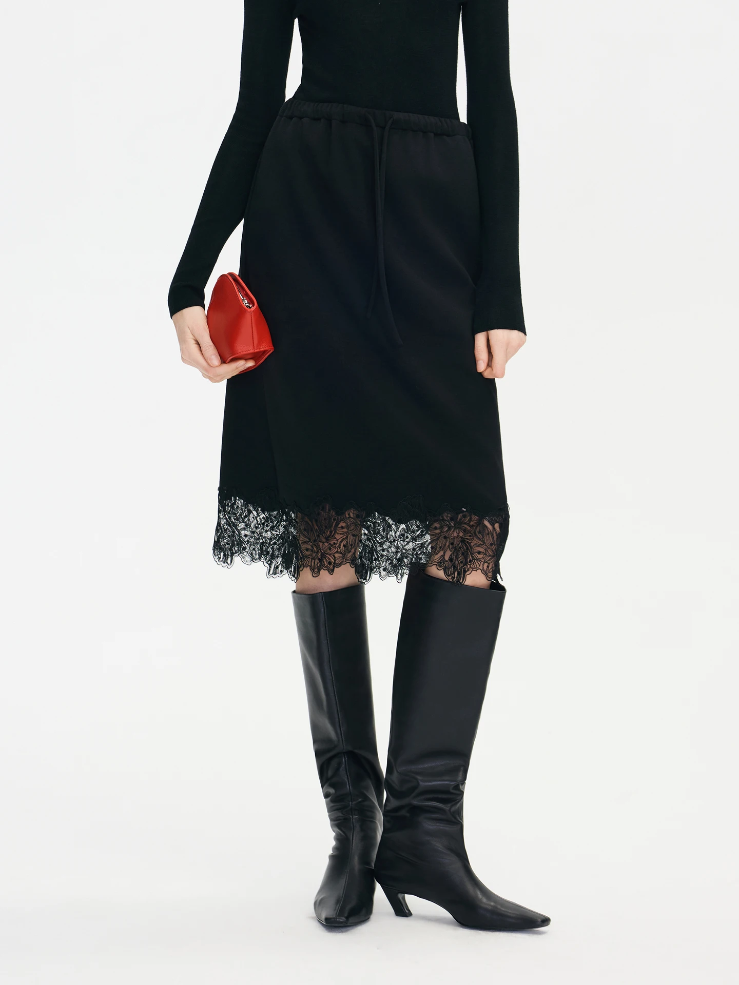 River Anti-Wrinkle Wool Blend Skirt with Dstring Elastic Waist And Emed Lace Design for Commute
River Anti-Wrinkle Wool Blend Skirt with Dstring Elastic Waist And Emed Lace Design for Commute