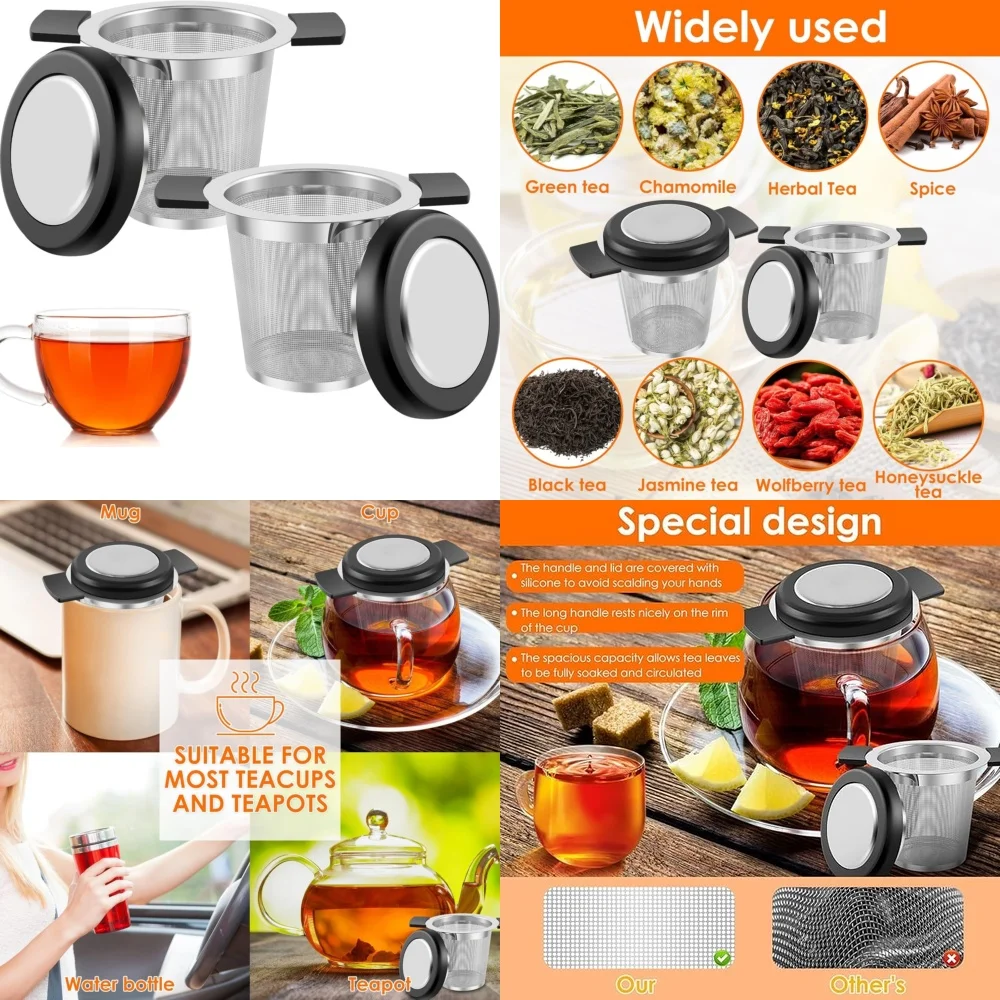 2 Pack High Quality Stainless Steel Loose Leaf Tea Infuser Mesh Ball Reusable Tea Filter for Cups and Teapots Durable Fine Mesh
2 Pack High Quality Stainless Steel Loose Leaf Tea Infuser Mesh Ball Reusable Tea Filter for Cups and Teapots Durable Fine Mesh