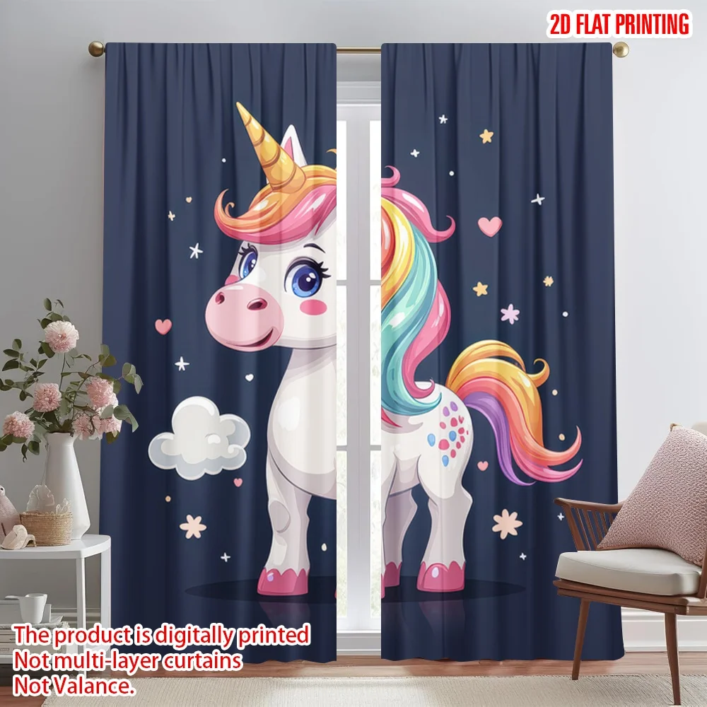 2D flat printing 2pcs Party Curtains Cute Rainbow Unicorn Digital Printed Polyester Drapes Seasonal Party & Holiday Decor Use
2D flat printing 2pcs Party Curtains Cute Rainbow Unicorn Digital Printed Polyester Drapes Seasonal Party & Holiday Decor Use