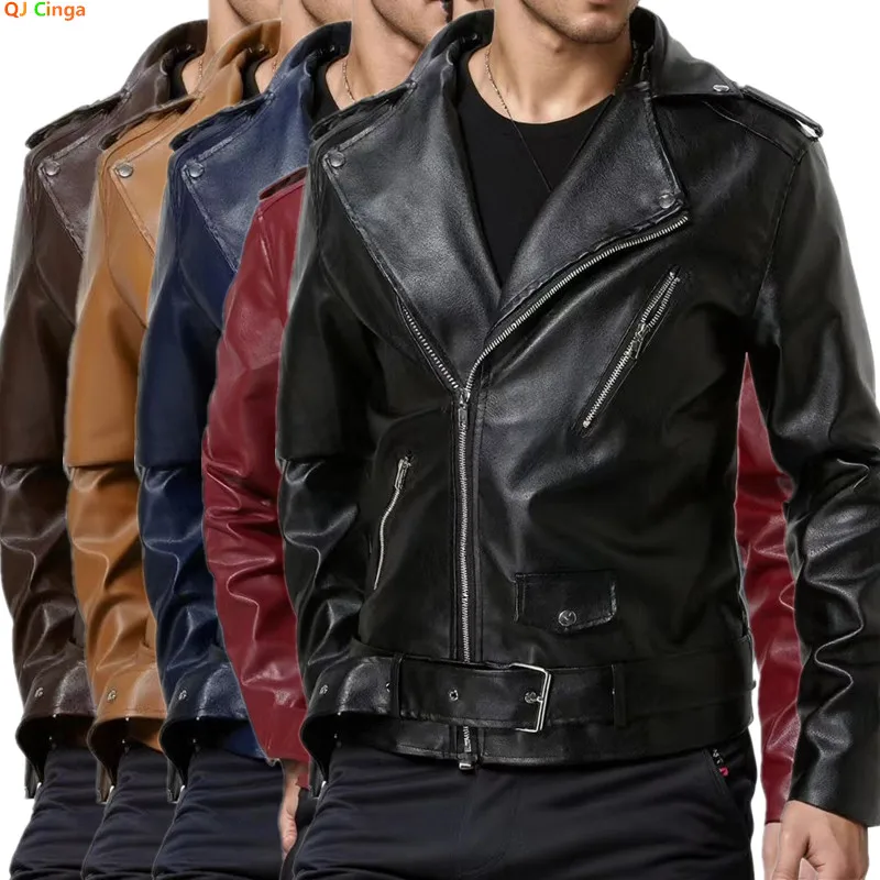 Autumn Men's Red Lapel PU Jacket, Black Faux Leather Motorcycle Coats, Coffee-Brown Casual Top, Asian Sizes Fit Slim Cut.
Autumn Men's Red Lapel PU Jacket, Black Faux Leather Motorcycle Coats, Coffee-Brown Casual Top, Asian Sizes Fit Slim Cut.