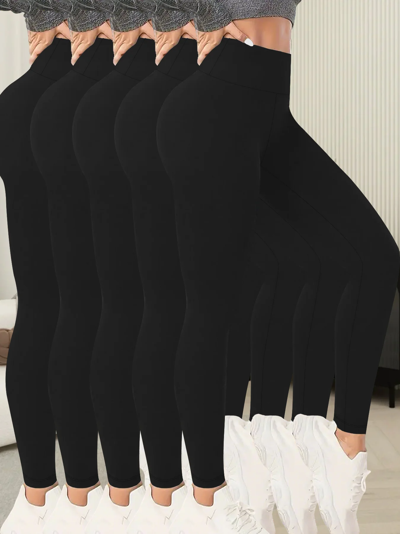 Комплект из 5 женских леггинсов с высокой талией — супермягкая ткань для контроля живота, идеально подходит для йоги, бега и домашних мероприятий
Комплект из 5 женских леггинсов с высокой талией — супермягкая ткань для контроля живота, идеально подходит для йоги, бега и домашних мероприятий