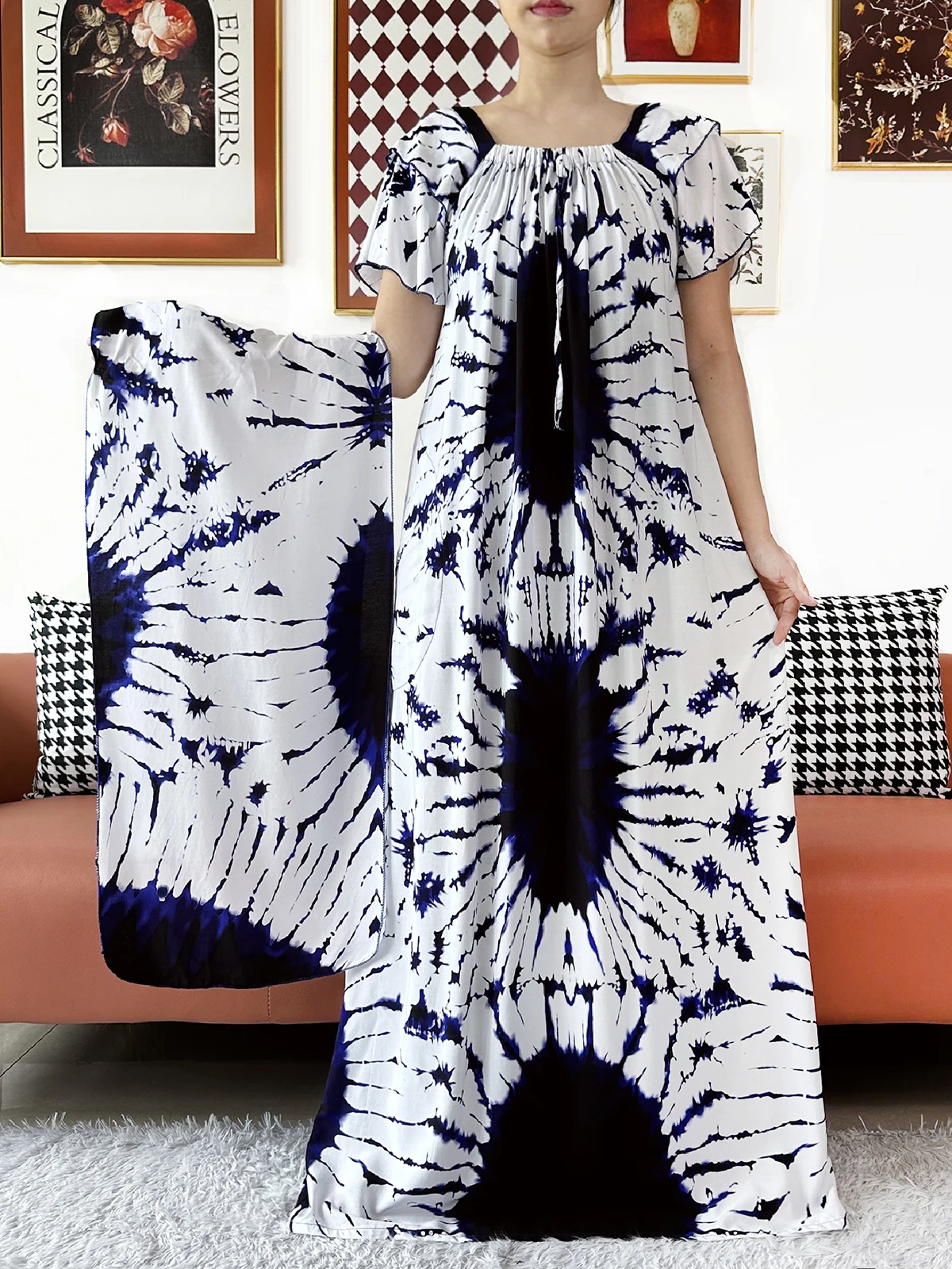 New African Dashiki Dress Kaftan Abaya Cotton Tie-dry Boat-neck Floral Dress Printed Short Sleeve Loose Women Casual Dress
New African Dashiki Dress Kaftan Abaya Cotton Tie-dry Boat-neck Floral Dress Printed Short Sleeve Loose Women Casual Dress