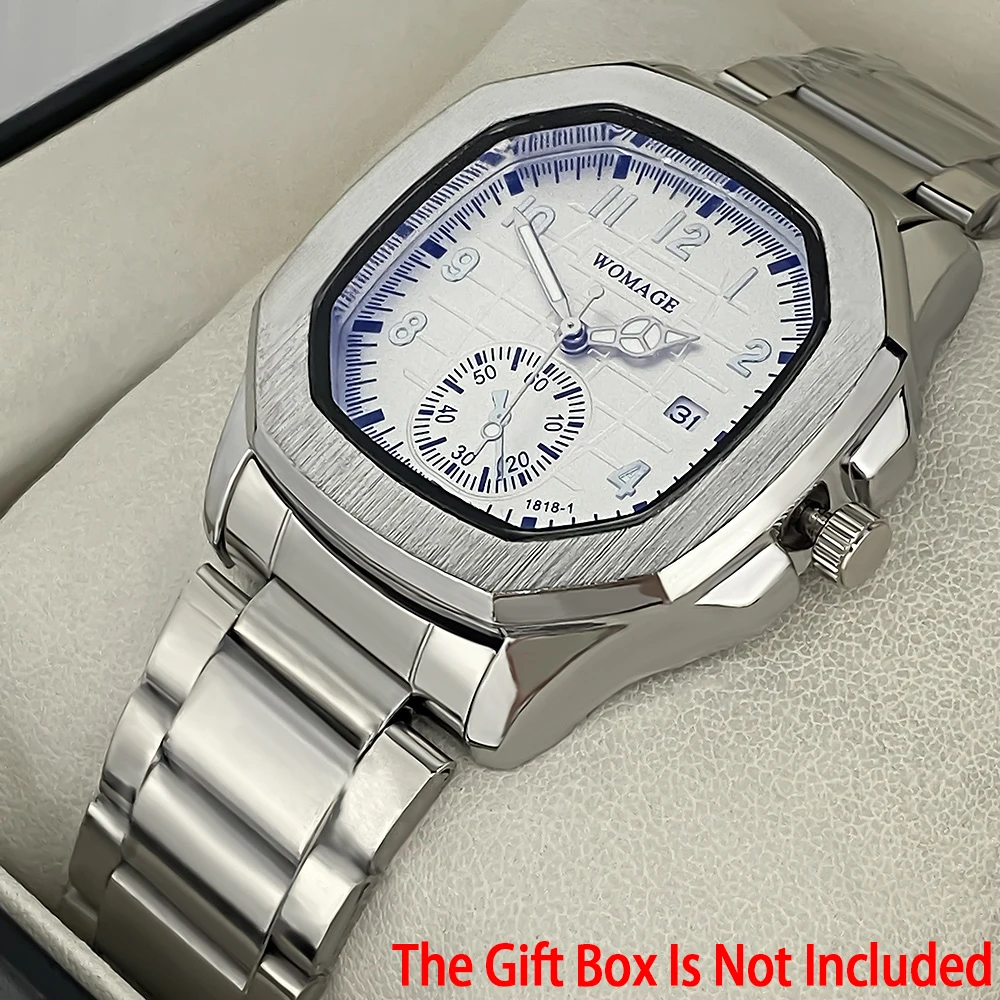 WOMAGE Men's Octagonal Quartz Wristwatch Stainless Steel Bracelet Watch Date Calendar Chronograph Dial Business Casual Analog Wa
WOMAGE Men's Octagonal Quartz Wristwatch Stainless Steel Bracelet Watch Date Calendar Chronograph Dial Business Casual Analog Wa