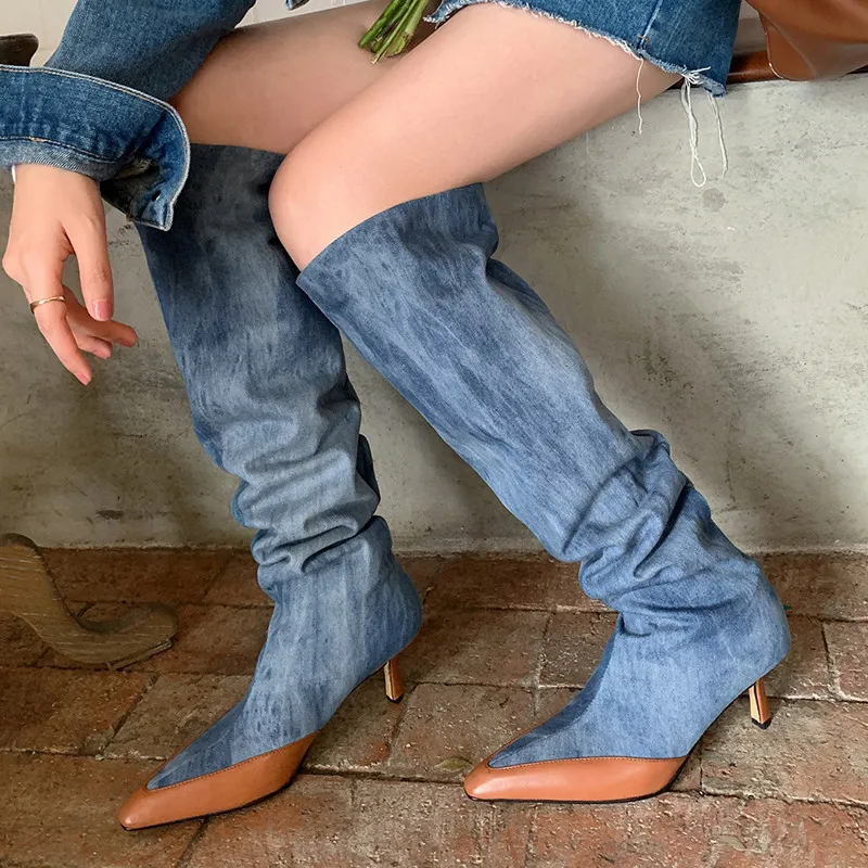 MKKHOU Fashion Knee-High Women Boots New High Quality Denim Boots Pointed Toe Wide Tube High Heel High Boots Street Hot Girl
MKKHOU Fashion Knee-High Women Boots New High Quality Denim Boots Pointed Toe Wide Tube High Heel High Boots Street Hot Girl