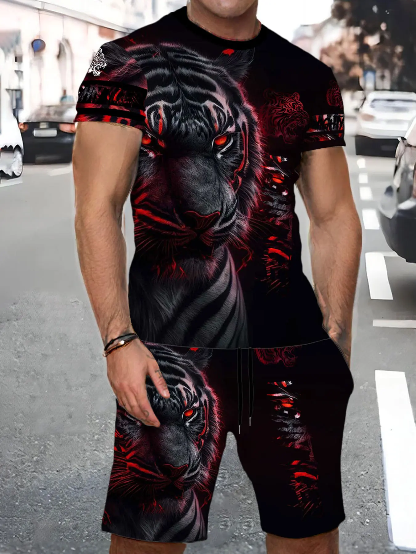 Men's T-shirt 3D Tiger Print Tops Shorts Summer Casual Men's Animal Pattern T-shirt Street Quick Dry Fashion Clothing Set
Men's T-shirt 3D Tiger Print Tops Shorts Summer Casual Men's Animal Pattern T-shirt Street Quick Dry Fashion Clothing Set