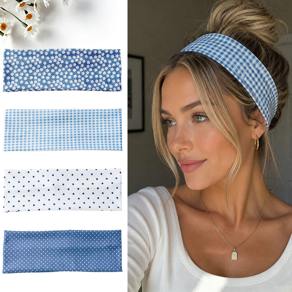 Cottagecore Women Elastic Headbands Blue Check Dot Floral Yoga Workout Hair Bands Daily Hair Accessories
Cottagecore Women Elastic Headbands Blue Check Dot Floral Yoga Workout Hair Bands Daily Hair Accessories