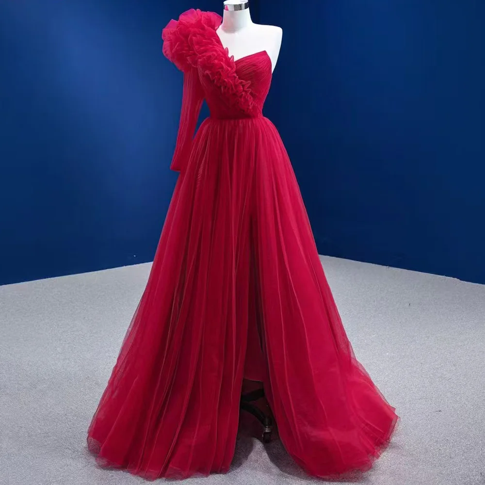 Red Customizable One-Shoulder Evening Dress Lace-Up Back Ruffles Elegant Prom Dress
Red Customizable One-Shoulder Evening Dress Lace-Up Back Ruffles Elegant Prom Dress