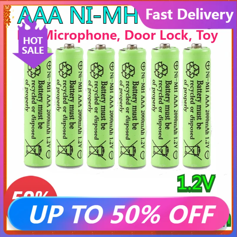 NEW High Quality Nickel Hydrogen Battery, Rechargeable Battery AAA 1.2V 2000mAh AAA Battery for Microphone, Door Lock, Toy
NEW High Quality Nickel Hydrogen Battery, Rechargeable Battery AAA 1.2V 2000mAh AAA Battery for Microphone, Door Lock, Toy
