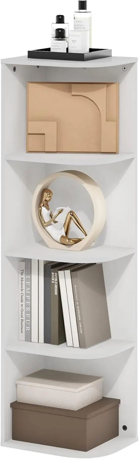 4-ярусный угловой открытый книжный шкаф, белый - современный дизайн для гостиной, спальни, домашнего офиса
4-ярусный угловой открытый книжный шкаф, белый - современный дизайн для гостиной, спальни, домашнего офиса