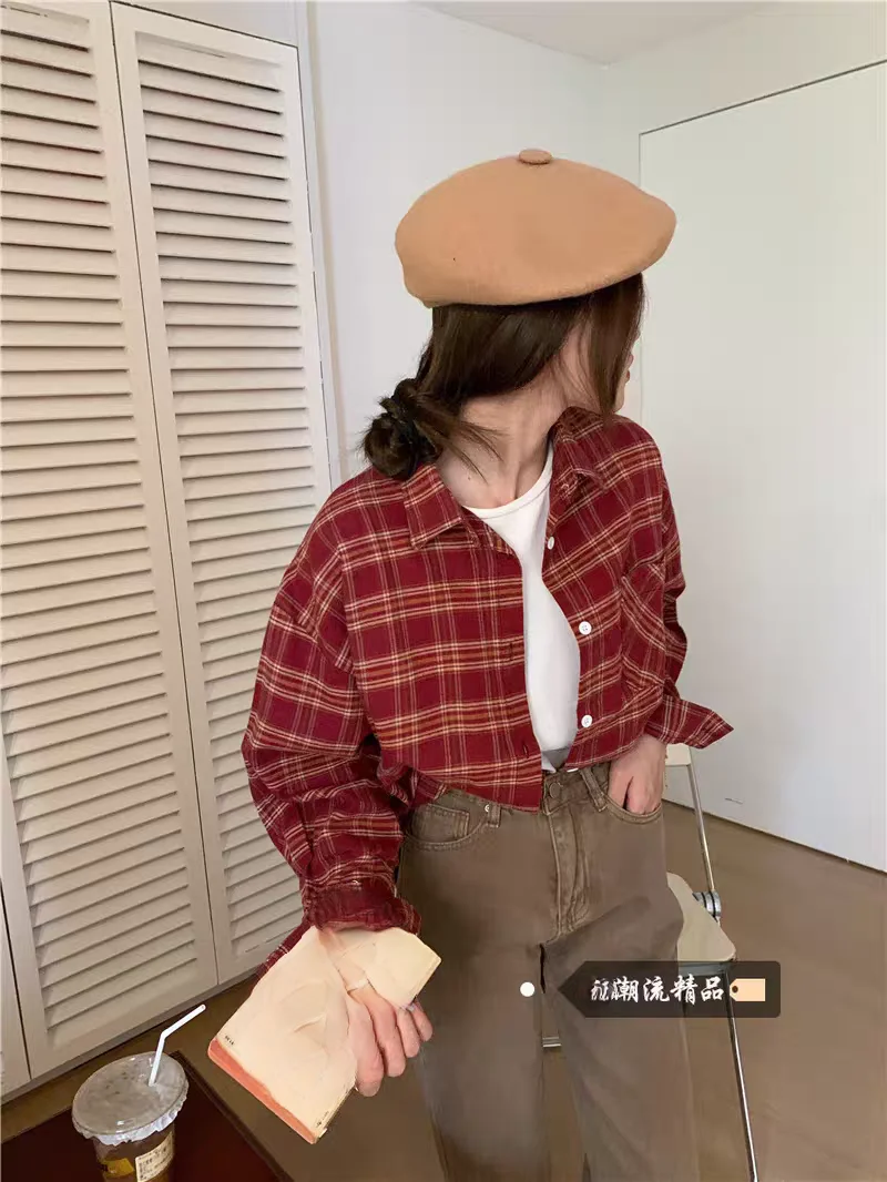 Plaid Shirt Woman Button Up Long Sleeve Red Autumn New-style Retro Outer Wear Casual Ladies Fashion Clothes Female Blouse
Plaid Shirt Woman Button Up Long Sleeve Red Autumn New-style Retro Outer Wear Casual Ladies Fashion Clothes Female Blouse