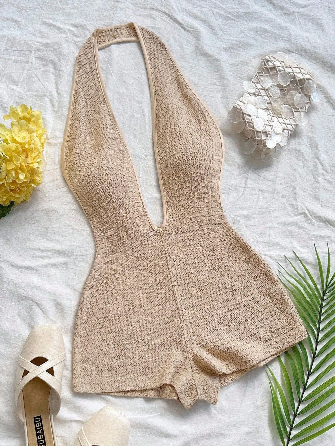 Spring Women's Clothing Striped Halter Backless Deep V Neck Jumpsuit For Woman High Waist Casual Short Romper Polyester Fabric
Spring Women's Clothing Striped Halter Backless Deep V Neck Jumpsuit For Woman High Waist Casual Short Romper Polyester Fabric