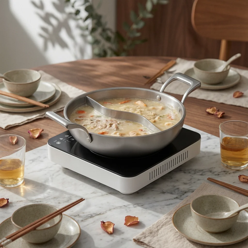 Hot Pot with Divider Induction Compatible Divided Hot Pot Divided Stockpot Leakproof Cookware Seamless for Families
Hot Pot with Divider Induction Compatible Divided Hot Pot Divided Stockpot Leakproof Cookware Seamless for Families