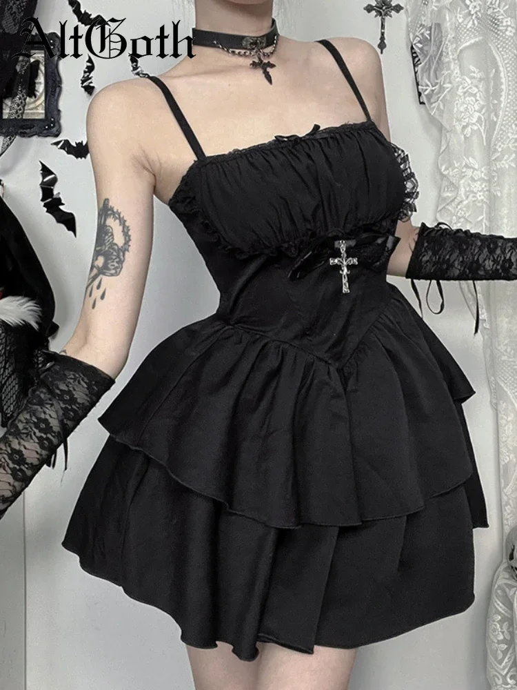 AltGoth Hotsweet Gothic Lolita Dress Women Y2k Fairycore Grunge Aesthetic Spaghetti Strap Bow Patchwork High Waist Corset Dress
AltGoth Hotsweet Gothic Lolita Dress Women Y2k Fairycore Grunge Aesthetic Spaghetti Strap Bow Patchwork High Waist Corset Dress