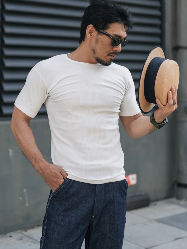 Pick up the French thread Ribbed Knit slightly slim knitted round-neck plain base short-sleeved T-shirt
Pick up the French thread Ribbed Knit slightly slim knitted round-neck plain base short-sleeved T-shirt