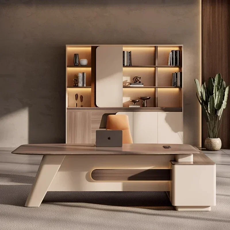 Executive L Shape Large Luxury Boss Table Simple Modern Light High End Leadership Office Desk And Chair File Cabinet Combination
Executive L Shape Large Luxury Boss Table Simple Modern Light High End Leadership Office Desk And Chair File Cabinet Combination