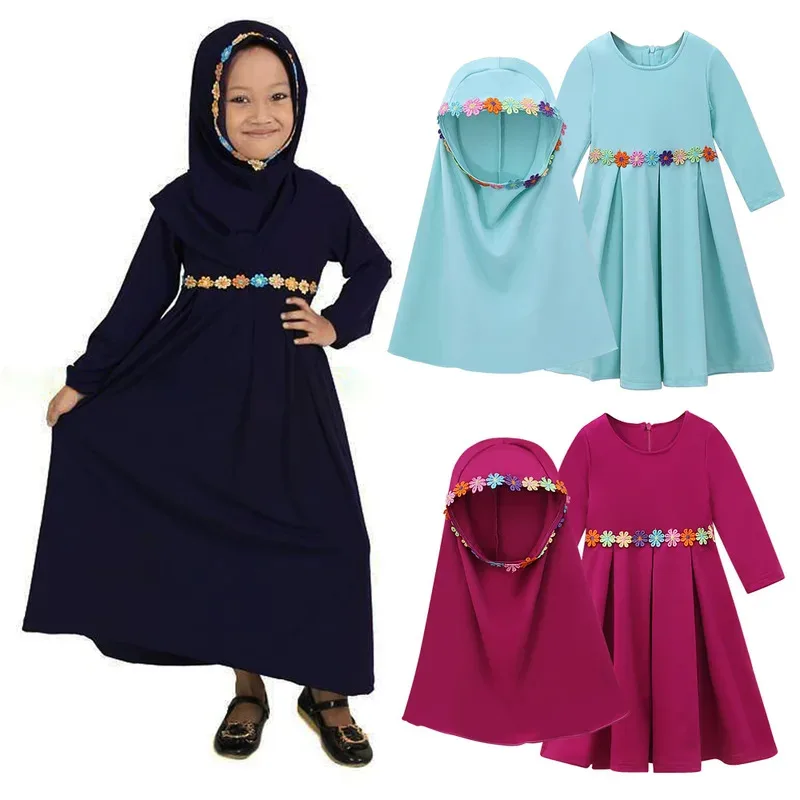 Muslim Girls Abaya Prayer Dress Baby to Child 6-12M 1-5Y Islamic Burka Kaftan Solid Color Flower Appliques Arab Clothes 2pcs Set
Muslim Girls Abaya Prayer Dress Baby to Child 6-12M 1-5Y Islamic Burka Kaftan Solid Color Flower Appliques Arab Clothes 2pcs Set