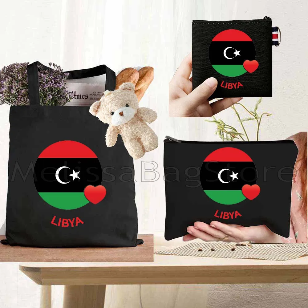 4PCS Gifts Set Libya Heart Flag Black Canvas Tote Bag Handbag with Doll Key Coin Purse Cosmetic Makeup Toilet Bag Case Pouch
4PCS Gifts Set Libya Heart Flag Black Canvas Tote Bag Handbag with Doll Key Coin Purse Cosmetic Makeup Toilet Bag Case Pouch