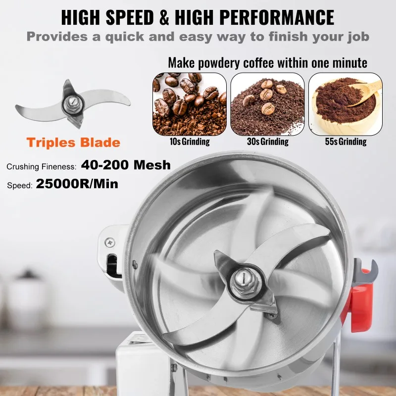 【Premium】SucceBuy 150-2500g Electric Grain Mill Grinder Commercial Swing Spice Grinders for Dry Herbs Grains Spices Cereals Coff
【Premium】SucceBuy 150-2500g Electric Grain Mill Grinder Commercial Swing Spice Grinders for Dry Herbs Grains Spices Cereals Coff