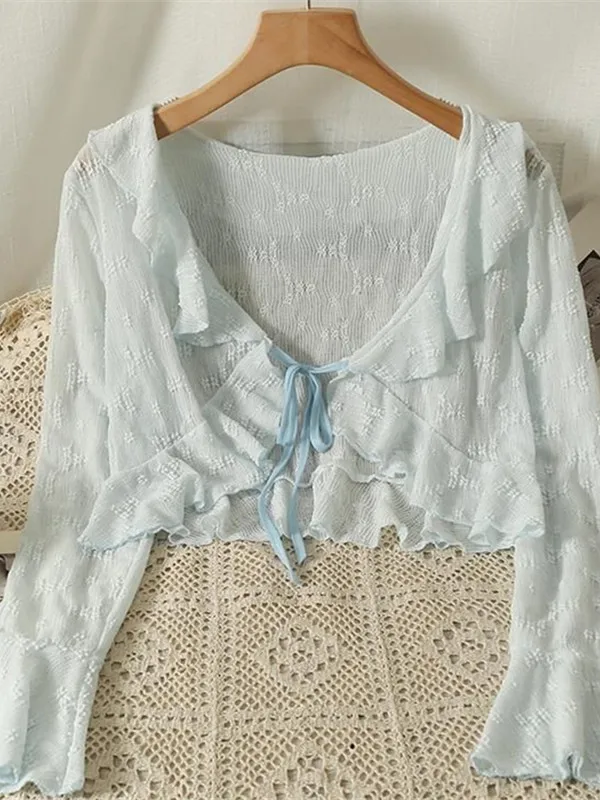 Lace Trim Belted Sun Protection Cardigan Women's Summer New Style with Halter Dress Small Shawl Thin Outerwear Korean Style
Lace Trim Belted Sun Protection Cardigan Women's Summer New Style with Halter Dress Small Shawl Thin Outerwear Korean Style