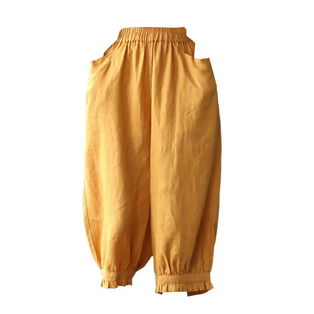 Women Casual Trousers Retro Casual Women's Harem Pants with High Elastic Waist Mid-calf Length Soft Breathable Fabric for Summer
Women Casual Trousers Retro Casual Women's Harem Pants with High Elastic Waist Mid-calf Length Soft Breathable Fabric for Summer
