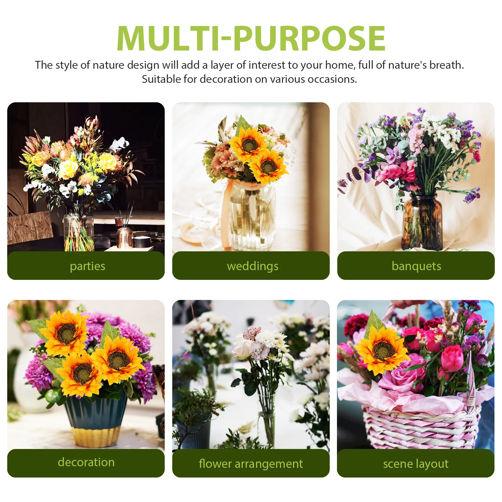 6pcs Simulation Sunflower Artificial Flowers For Wedding Party Decor Diy Fake Plant Centerpieces Home Garden Scene Layout
6pcs Simulation Sunflower Artificial Flowers For Wedding Party Decor Diy Fake Plant Centerpieces Home Garden Scene Layout