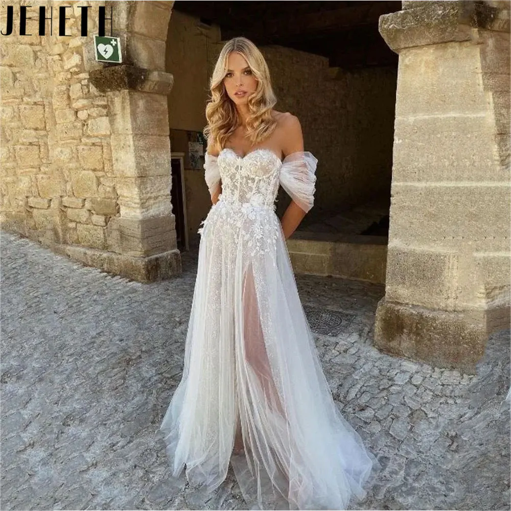 JEHETH Princess Off Shoulder Tulle Bridal Dresses Romantic Sweetheart Neck Short Sleeves Wedding Gown платье женское Custom Made
JEHETH Princess Off Shoulder Tulle Bridal Dresses Romantic Sweetheart Neck Short Sleeves Wedding Gown платье женское Custom Made