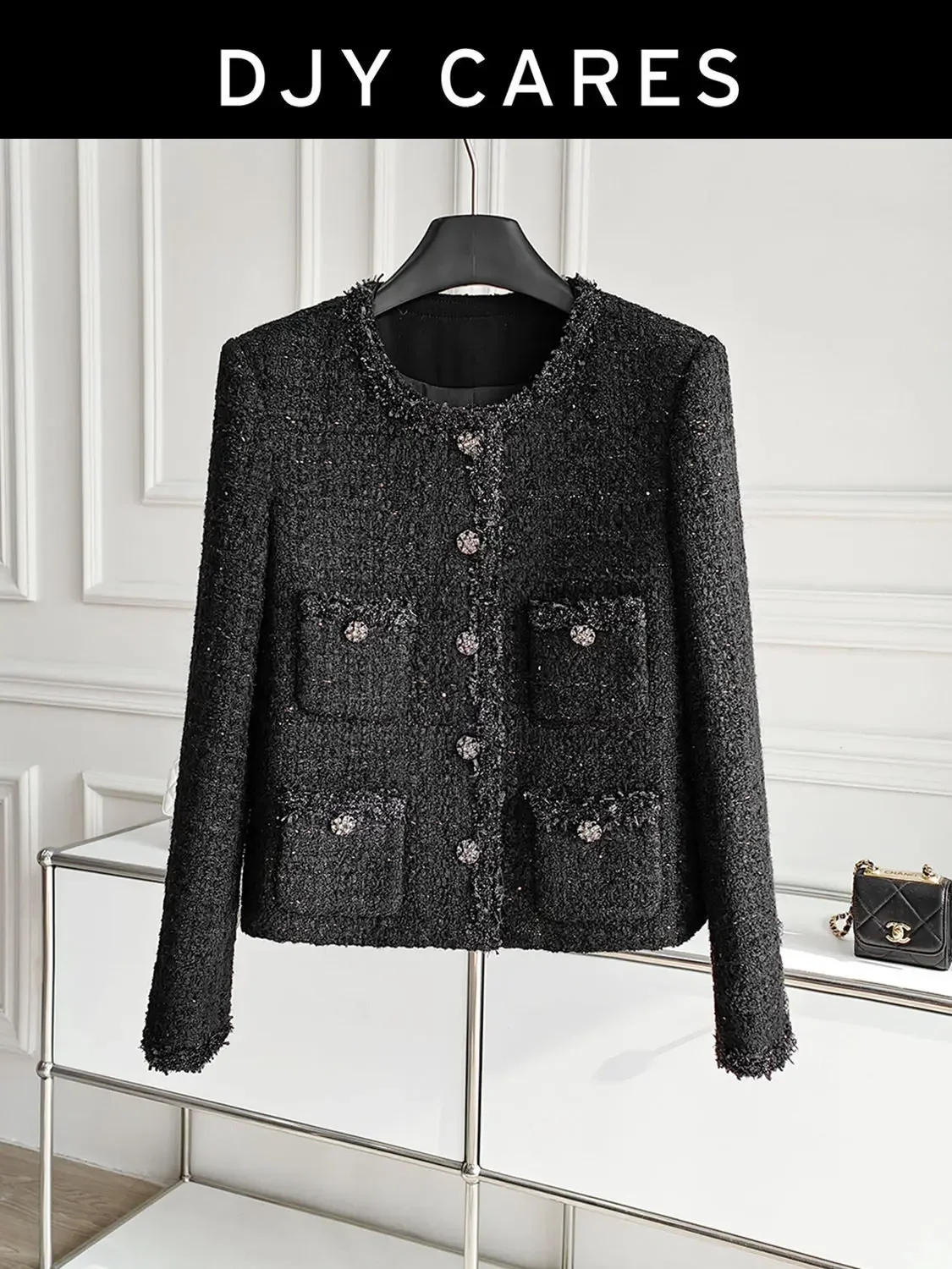 New Design sense, handmade lace, black floral coat, temperament top big size
New Design sense, handmade lace, black floral coat, temperament top big size