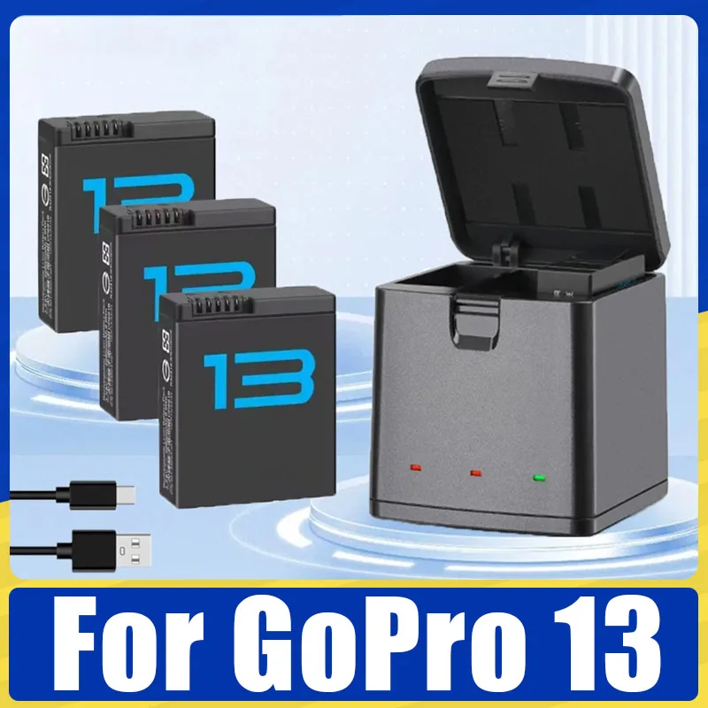 2100mAh Battery For GoPro Hero 13 Li-ion Battery Pack Motion Camera Battery Storage +3-Slots Box Charger Rechargeable Batteries
2100mAh Battery For GoPro Hero 13 Li-ion Battery Pack Motion Camera Battery Storage +3-Slots Box Charger Rechargeable Batteries