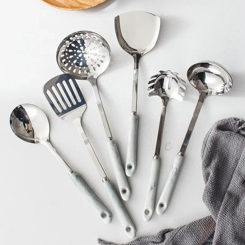 Pink Marble Handle Stainless Steel Kitchenware Spatula Frying Shovel Cooking Tool Set Scoop Soup Colander Kitchen Accessories
Pink Marble Handle Stainless Steel Kitchenware Spatula Frying Shovel Cooking Tool Set Scoop Soup Colander Kitchen Accessories
