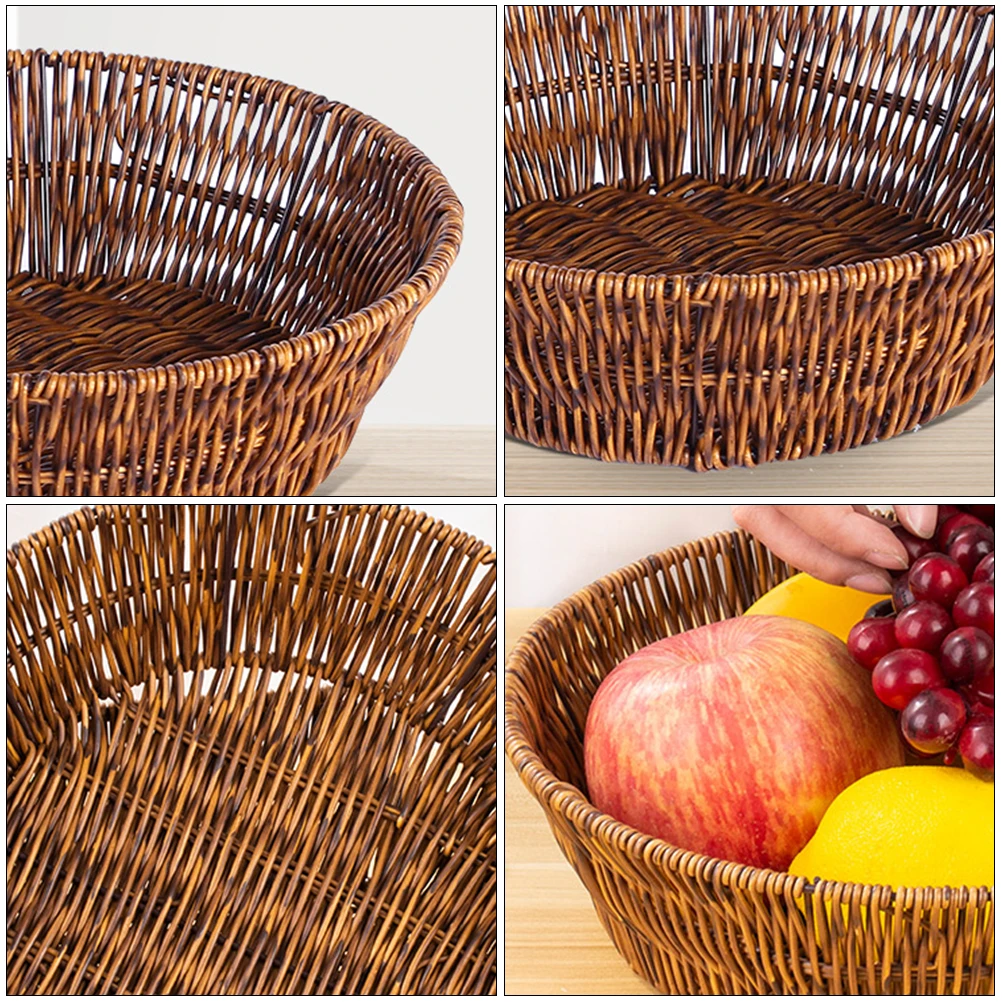 Rattan Fruit Basket Multi-purpose Storage Bread Snacks Retro Imitated Woven Hampers Home Hotel Decor Eco-friendly
Rattan Fruit Basket Multi-purpose Storage Bread Snacks Retro Imitated Woven Hampers Home Hotel Decor Eco-friendly