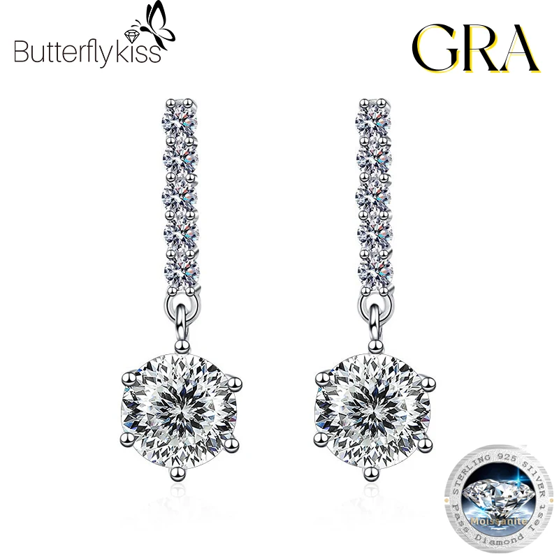 Butterflykiss S925 Silver 100 Faced Cut Moissanite Drop Earrings For Women D Color VVS1 Diamond Engagement Wedding Jewelry Gifts
Butterflykiss S925 Silver 100 Faced Cut Moissanite Drop Earrings For Women D Color VVS1 Diamond Engagement Wedding Jewelry Gifts