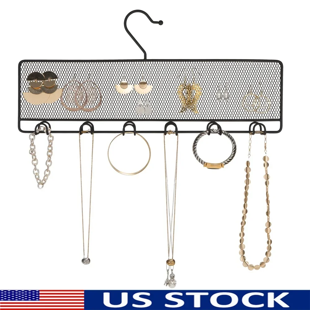 12 Hook Jewelry Organizer Metal Hanger Necklaces Earrings Bracelets Display Storage Mesh Backing Strong Steel Design Tangle Free
12 Hook Jewelry Organizer Metal Hanger Necklaces Earrings Bracelets Display Storage Mesh Backing Strong Steel Design Tangle Free