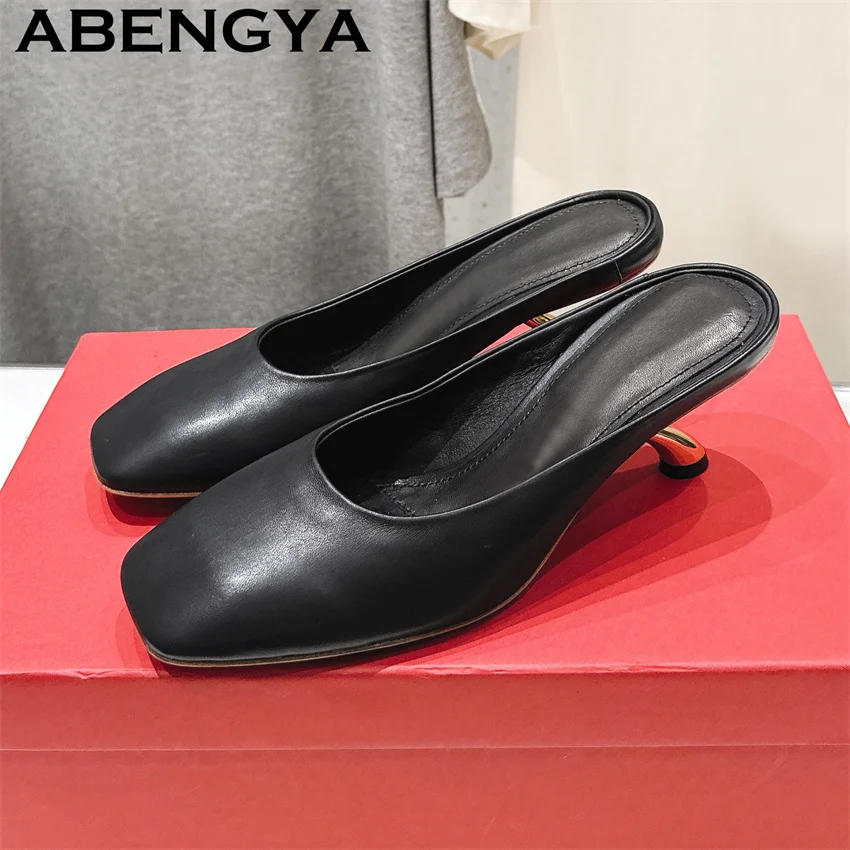 Round Wrap Toe Strange Heels Slippers Women Satin Real Leather High Heel Slippers Summer Trend Fashion Dress Party Shoes Mujer
Round Wrap Toe Strange Heels Slippers Women Satin Real Leather High Heel Slippers Summer Trend Fashion Dress Party Shoes Mujer