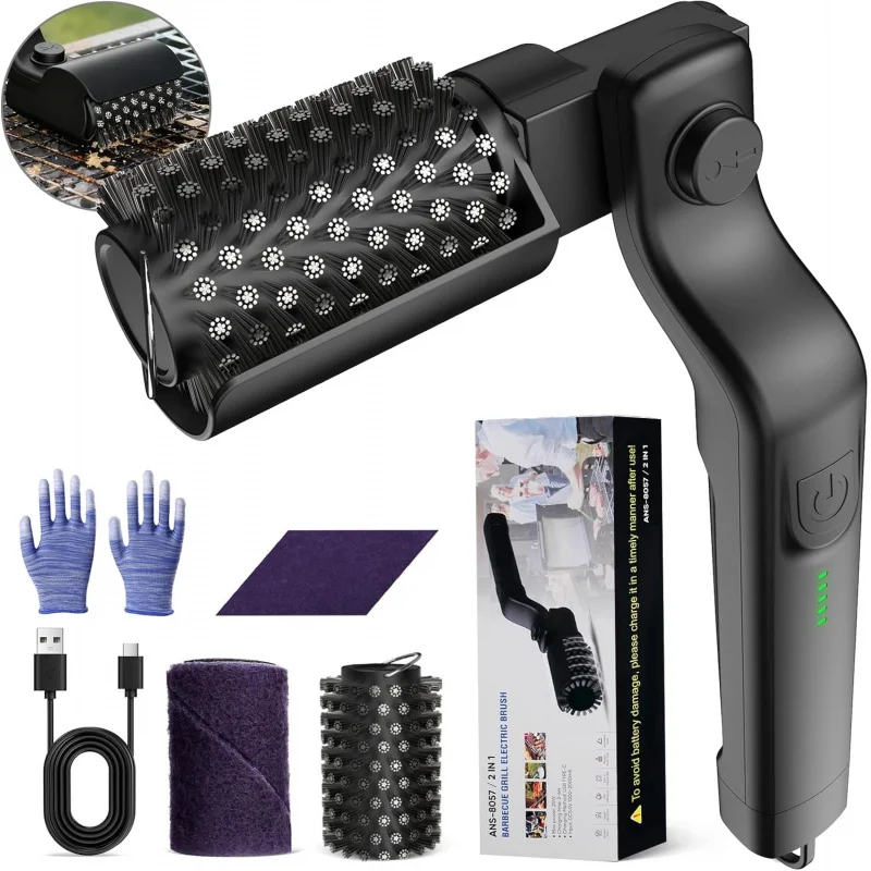 Electric barbecue brush, cordless rechargeable, 180 ° adjustable angle, 3-speed motor, stainless steel head, for gas grill
Electric barbecue brush, cordless rechargeable, 180 ° adjustable angle, 3-speed motor, stainless steel head, for gas grill