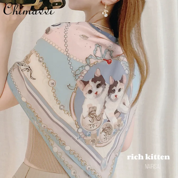 Cute Kitten Silk Scarf 2026 Spring and Summer New Sweet Girls Color Block Versatile Hand-painted Shawl Scarf for Women
Cute Kitten Silk Scarf 2026 Spring and Summer New Sweet Girls Color Block Versatile Hand-painted Shawl Scarf for Women