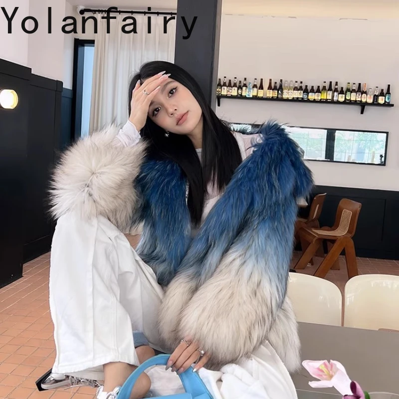 YOLANFAIRY осенне-зимний импортный вязаный костюм из енота, шуба с воротником из меха, утолщенная меховая куртка с лацканами шуба женская 2025 
YOLANFAIRY осенне-зимний импортный вязаный костюм из енота, шуба с воротником из меха, утолщенная меховая куртка с лацканами шуба женская 2025