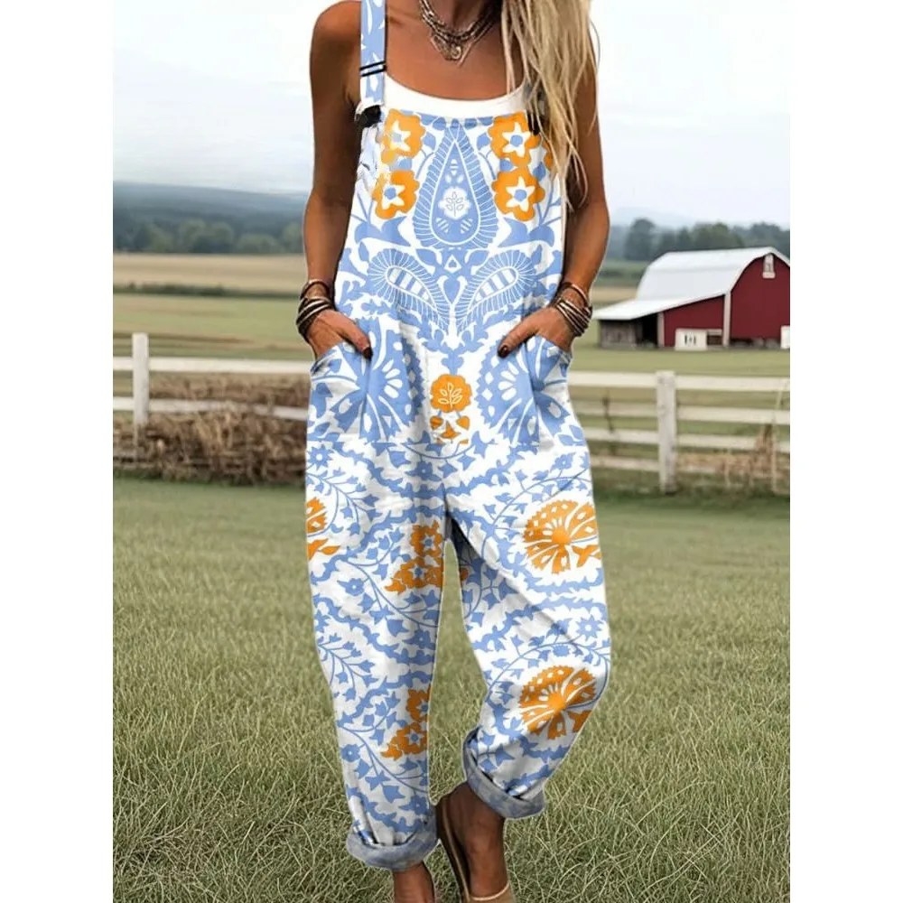 Women's Vintage-Inspired Blue Floral Overalls Comfortable Adjustable Strap Romper for Picnics & Rural Strolls Casual Jumpsuit
Women's Vintage-Inspired Blue Floral Overalls Comfortable Adjustable Strap Romper for Picnics & Rural Strolls Casual Jumpsuit