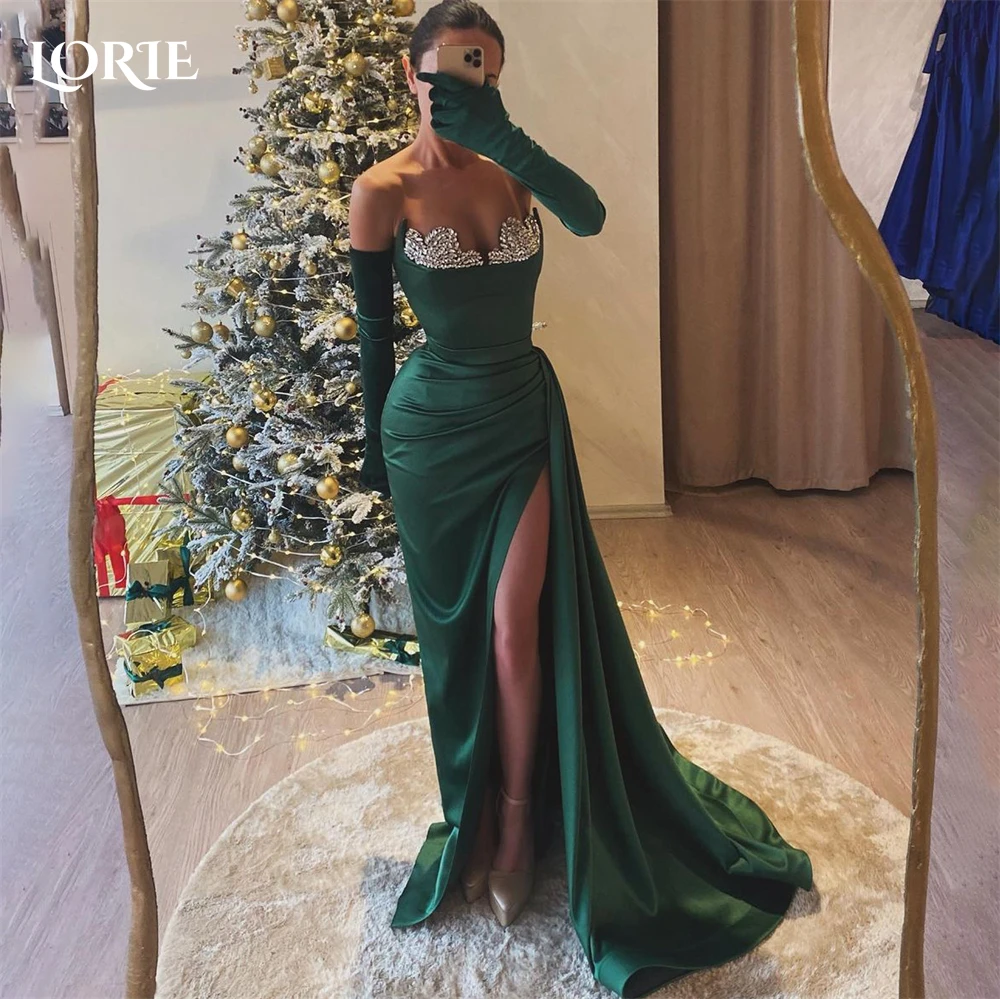 LORIE Forest Green Mermaid Evening Dresses Glitter Beads Off Shoulder Pleats Prom Dress Sexy High Side Slit Party Gowns No Glove
LORIE Forest Green Mermaid Evening Dresses Glitter Beads Off Shoulder Pleats Prom Dress Sexy High Side Slit Party Gowns No Glove