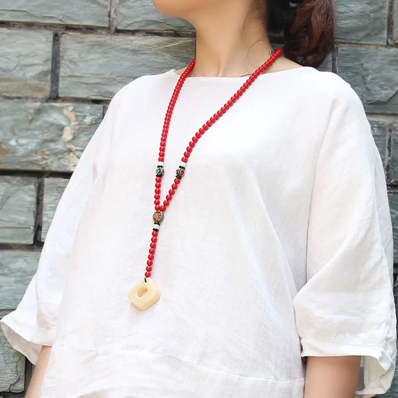 DIY accessories Fashion Femininity Cinnabar Red Sweater Chain Long Necklace Camel Bone Pendant Decorative Pendant Atmospheric Ac
DIY accessories Fashion Femininity Cinnabar Red Sweater Chain Long Necklace Camel Bone Pendant Decorative Pendant Atmospheric Ac