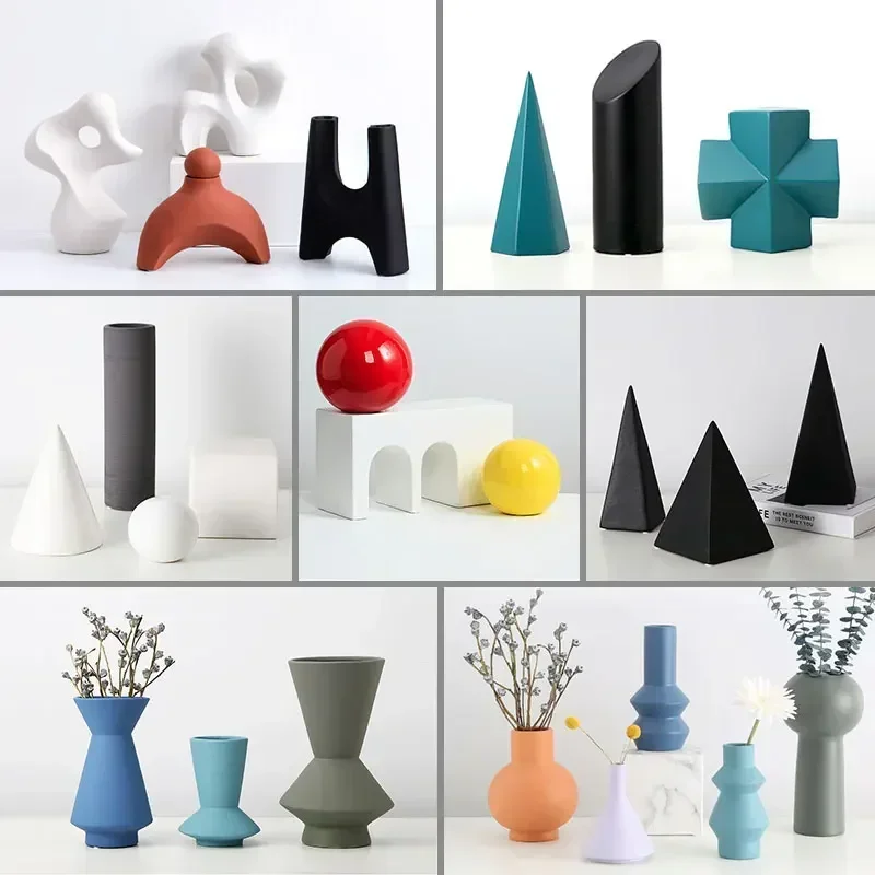 Morandi ceramic vase art ornaments Simple geometry Abstract decoration Flower Vase Home Room Decor Ball rockery Pyramid decor
Morandi ceramic vase art ornaments Simple geometry Abstract decoration Flower Vase Home Room Decor Ball rockery Pyramid decor